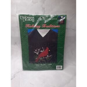 Candamar Designs Holiday Traditions Wearable Cross Stitch Kit Cardinal 51050